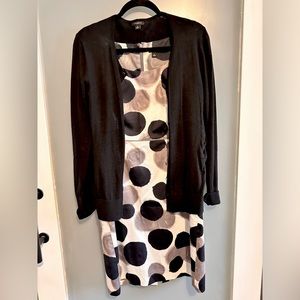 Ann Taylor Women’s Black White Gray Polka Dot Sleeveless Sheath Dress -Size 8